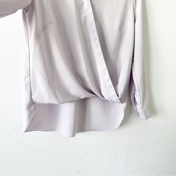 Maison d' Amelie Long Sleeve Surplice High Low Blouse in Lavender - Picture 4 of 9